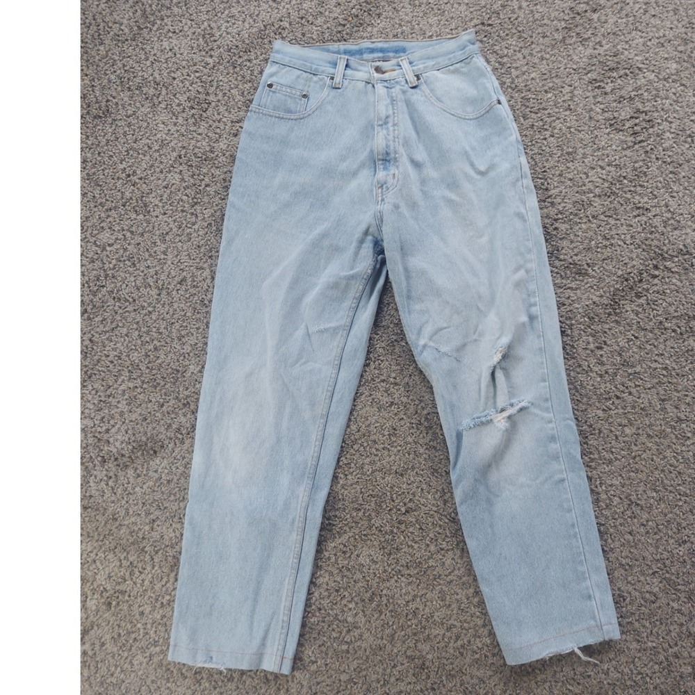American Outpost Jeans Womens 26 Light Blue High Rise Straight Distressed Denim